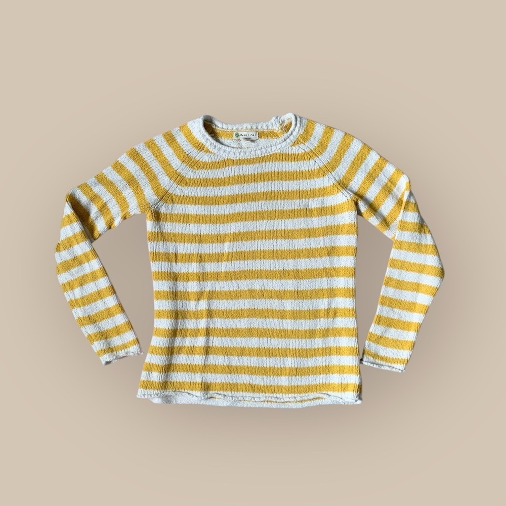 Dakini Yellow and White Knit sweater Top